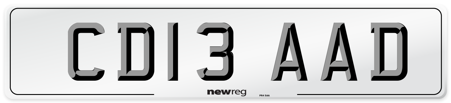 CD13 AAD Number Plate from New Reg